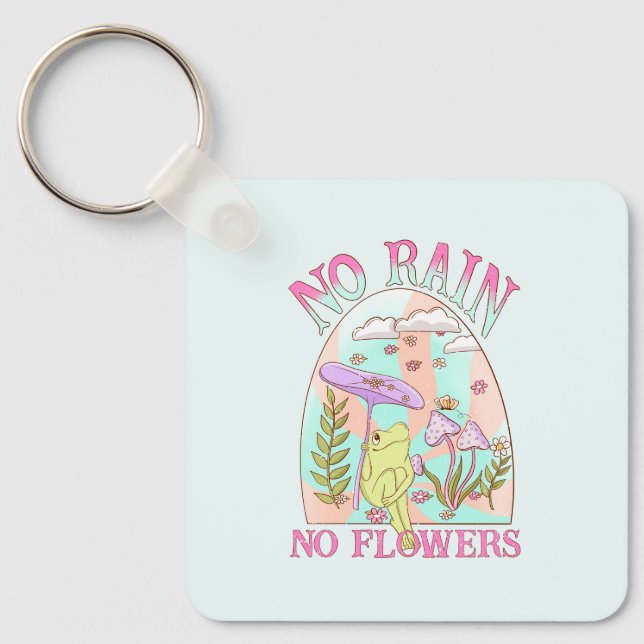 Porte-clés Pas de pluie, pas de fleurs - Floral et champignon (Recto)