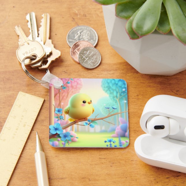 Porte-clés Pastel Bloom Keychain — Floral Charm for Bags & Ke (Bureau)