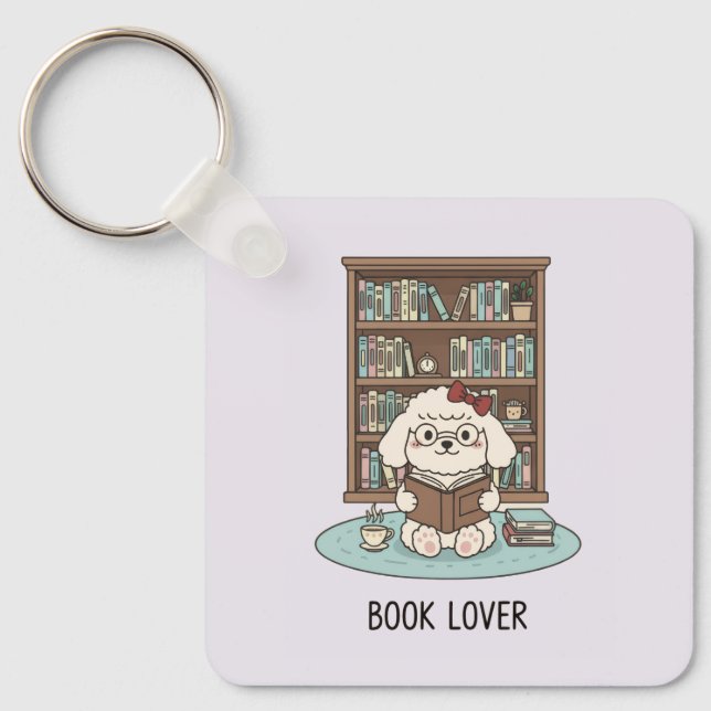 Porte-clés Pastel Book Lover Poodle Puppy Dog Tea Cozy (Recto)