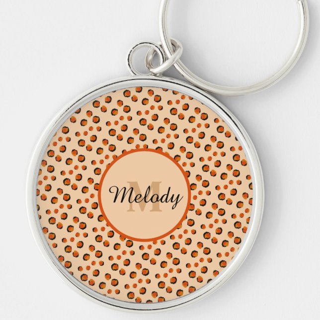 Porte-clés Pastel & Gold cheetah Poster de animal Monogram (Devant)