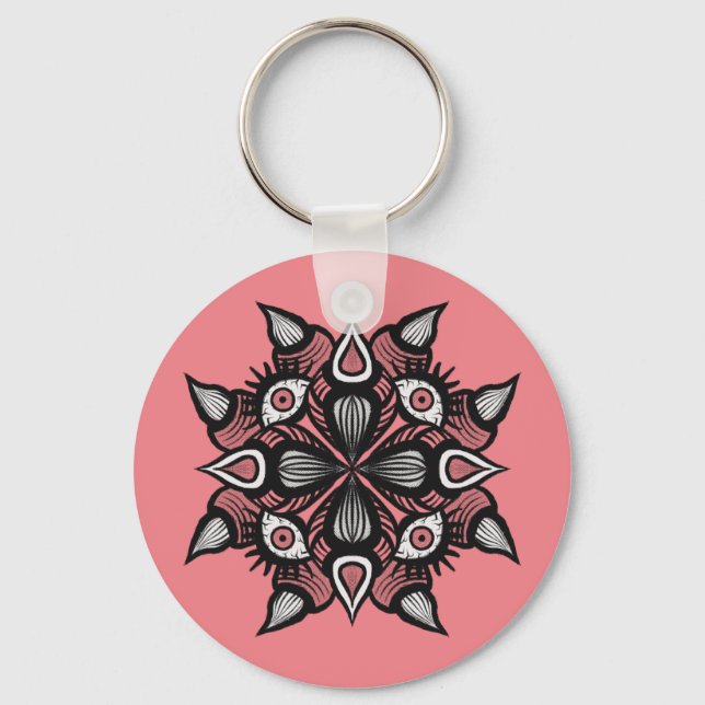 Porte-clés Pastel Goth Witch Design - Monstre Rose Noir (Recto)