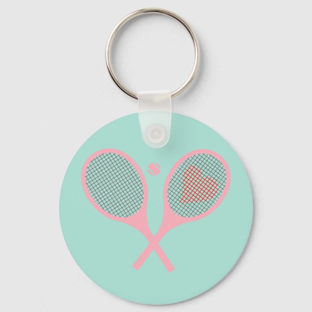 Porte-clés Pastel Heart Tennis Lecteur Racquettes Ball Design (Recto)