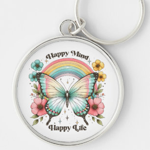 Porte-clés Pastel Hippie "Happy Mind Happy Life"
