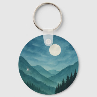 Porte-clés Pastel Moon sur Starry Mountain Night