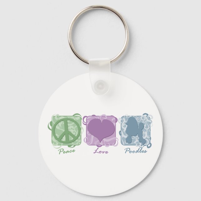 Porte-clés Pastel Paix, Amour et Poodles (Recto)