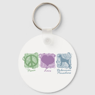 Porte-clés Pastel Peace, Love et Doberman Pinschers