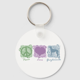 Porte-clés Pastel Peace, Love et Greyhounds