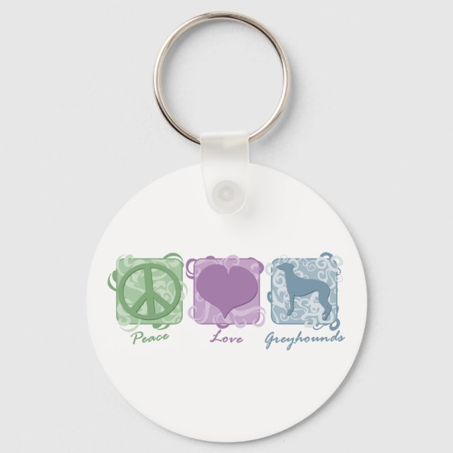 Porte-clés Pastel Peace, Love et Greyhounds (Recto)