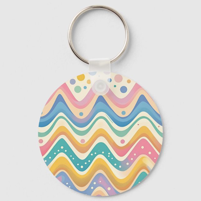 Porte-clés Pastel Rainbow Retro Design abstrait (Recto)