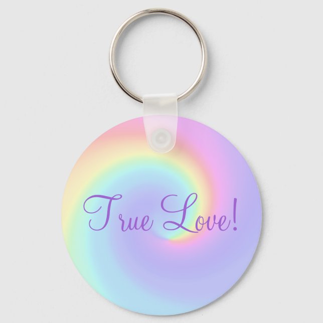 Porte-clés Pastel Rainbow Swirl Lesbian Mariage Porte - clé (Recto)