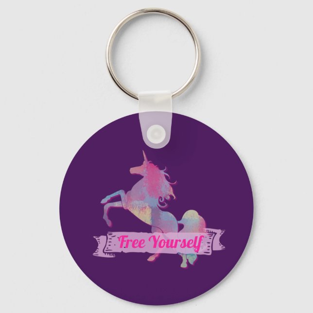 Porte-clés Pastel rose Abstrait Unicorne Silhouette (Recto)