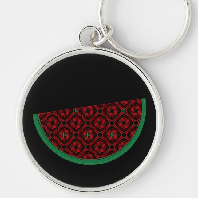Porte-clés Pastèque de Palestine Broderie tatreez rouge (Devant)