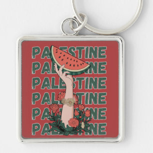 Porte-clés pastèque, fleurs et palestine Texte Répéter