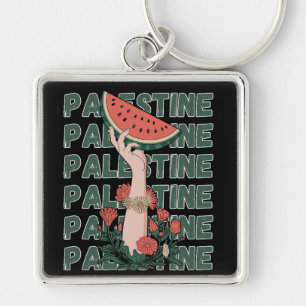 Porte-clés pastèque, fleurs et palestine Texte Répéter
