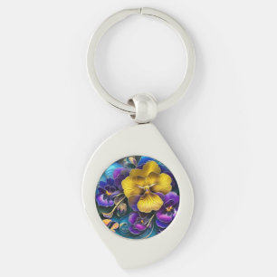 Porte-clés Patch de Pansy Gold et Purple