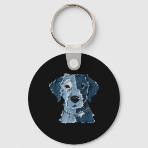 Porte-clés Patch en denim drôle rétro animal chien