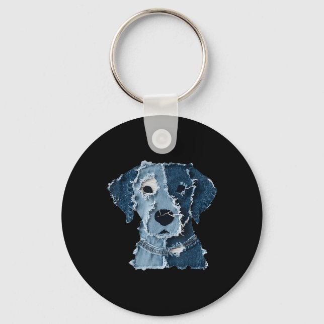 Porte-clés Patch en denim drôle rétro animal chien  (Recto)