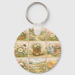 Porte-clés Patchwork de jardin de fleurs sauvages Cottagecore