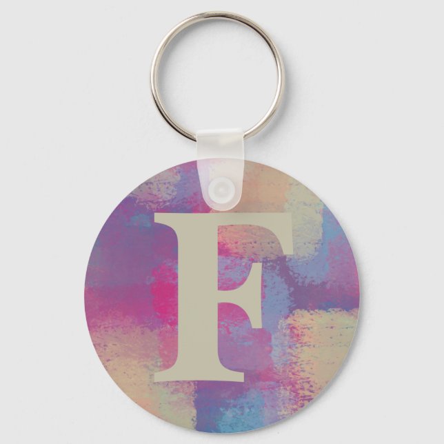 Porte-clés Patchwork rose Pastel initial (Recto)
