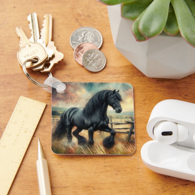 Porte-clés Pâte de Cheval Frésilien Noir clôtures rustiques (Bureau)