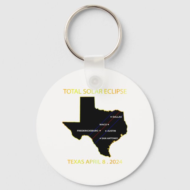 Porte-clés Path Of Solar Eclipse 2024 Interactive Map Texas E (Recto)