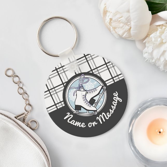 Porte-clés Patinage sur glace Tartan moderne personnalisé (Créateur téléchargé)