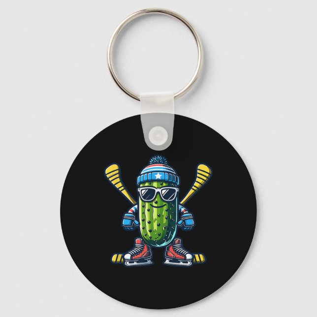 Porte-clés Patineur de glace de concombre Pickle Cool (Recto)