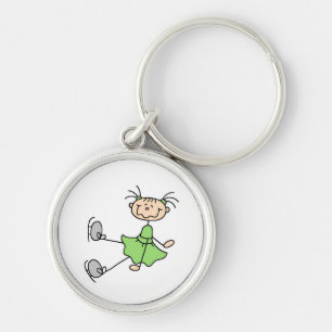 Porte-clés Patineuse artistique en robe verte T-shirts et Cad