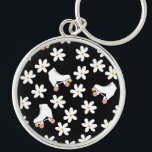 Porte-clés Patins À Rouleau Floral Noir Et Rose<br><div class="desc">Cool moderne pastel noir et blanc et rose marguerites d'été et blanc rétro roller quad skates avec roues roses design pour patin à roulettes femme, fille. Patins à roulettes amovibles design motif sur décoration maison, tasses, papier d'emballage, etc. Roller skates art illustration design cadeau pour fille, petite-fille, derby fille, roller...</div>