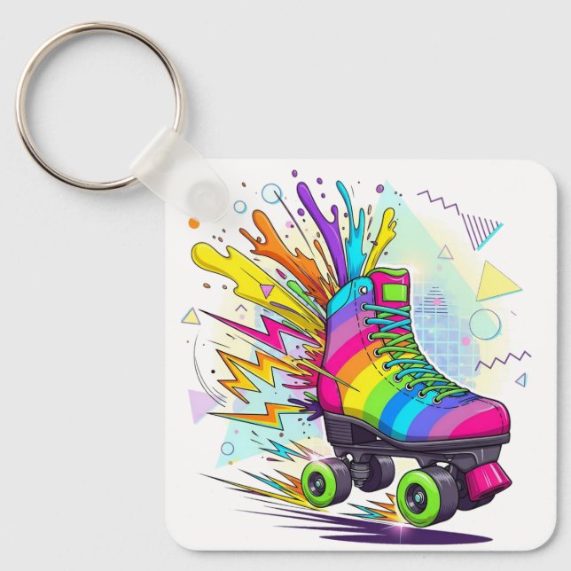 Porte-clés Patins à roulettes arc-en-ciel  (Recto)