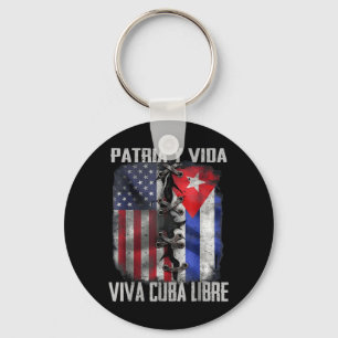 Porte-clés Patria Y Vida Vive Cuba Libre Patriotique Rétro US