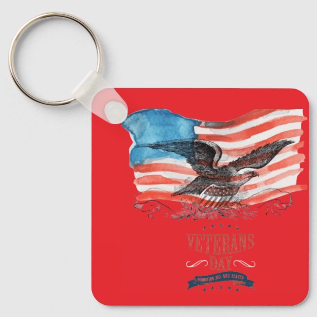 Porte-clés Patriotes se souvenant de rouge vif (Recto)