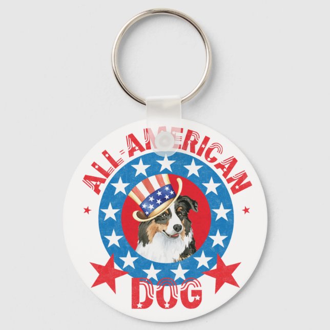 Porte-clés Patriotic Australian Shepherd (Recto)