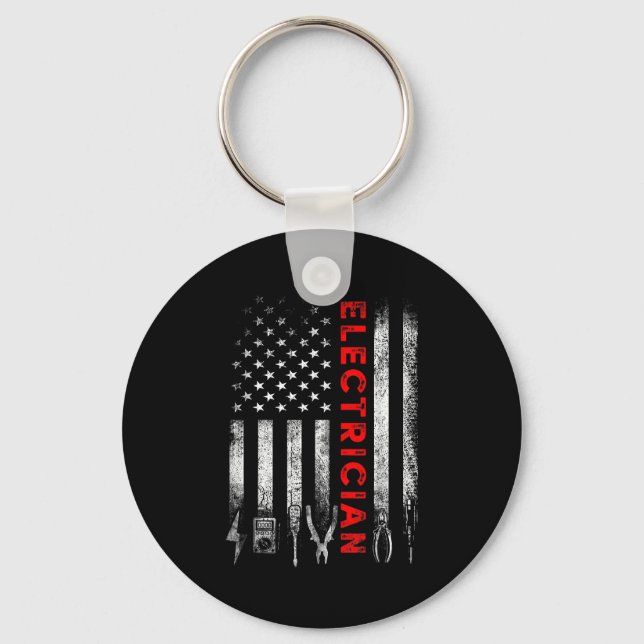 Porte-clés Patriotic Electrician American Flag Fathers Day  (Recto)