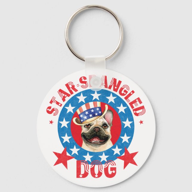 Porte-clés Patriotic Frenchie Keychain (Recto)