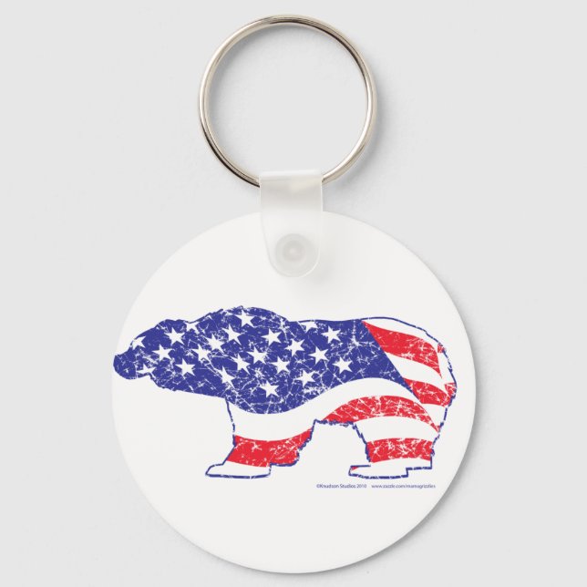 Porte-clés Patriotic-Grizzly-distress (Recto)