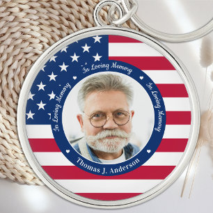 Porte-clés Patriotic Memorial American Flag Custom Photo