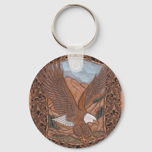 Porte-clés Patriotic Western country tooled leather Eagle (Recto)