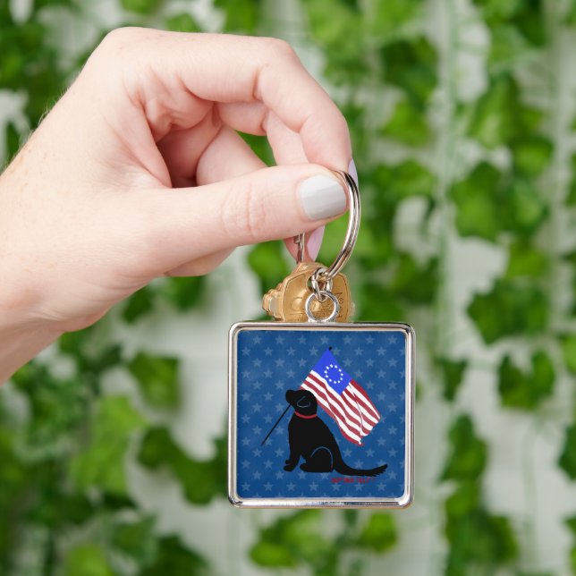 Porte-clés Patriotique Black Lab Porte - clé drapeau américai (main)