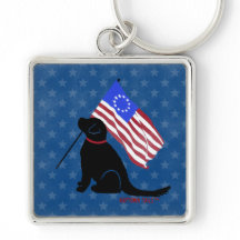 Patriotique Black Lab Porte - clé drapeau américai