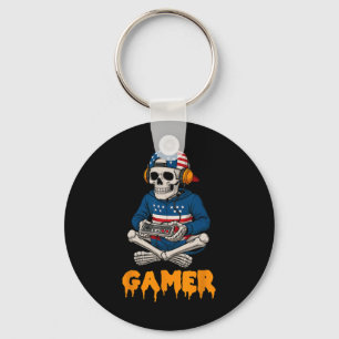 Porte-clés Patriotique Halloween Squelette Gamer Funny Squele