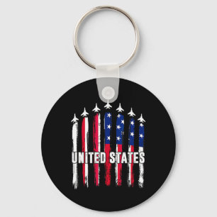 Porte-clés Patriotique Rouge Bleu Bleu Usa Drapeau Jets 4e
