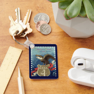 Porte-clés Patriotique vintage 4 juillet, Aigle aux étoiles