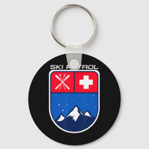 Porte-clés Patrouille de ski de ski sur neige Pôles Ciel Trav