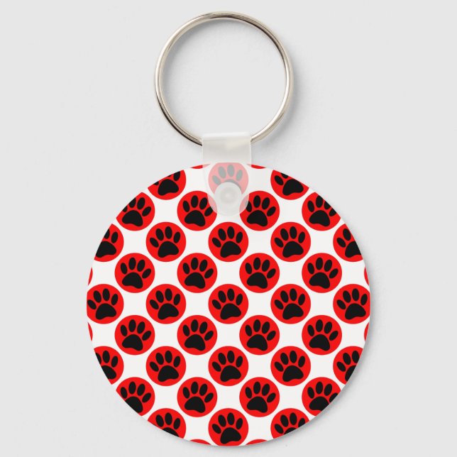 Porte-clés Patrouilles De Chien Noir En Pois Rouge (Recto)