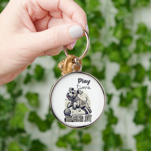 Porte-clés Patrouilles Joueuses : Chase Joyeuse de chien gris (Main)