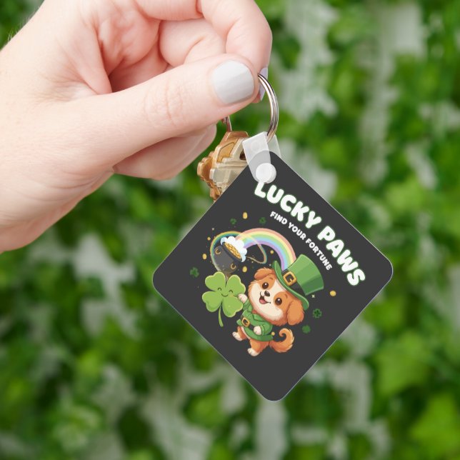 Porte-clés  "Patte Chanceuse Saint-Patrick Chiot" (main)