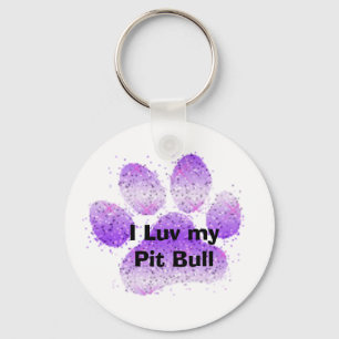 Porte-clés patte pourpre, I Luv mon pitbull