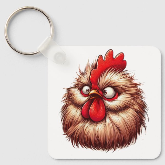 Porte-clés "Patty Silkie Chicken Face" Aluminum Keychain (Recto)