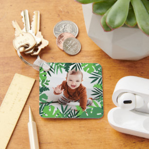 Porte-clés Paume de la nature tropicale feuille jungle garçon